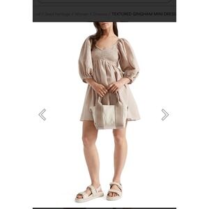 NWT Seed Heritage Textured Gingham Puff Sleeve Mini Dress Size 10 Cottagecore Bo